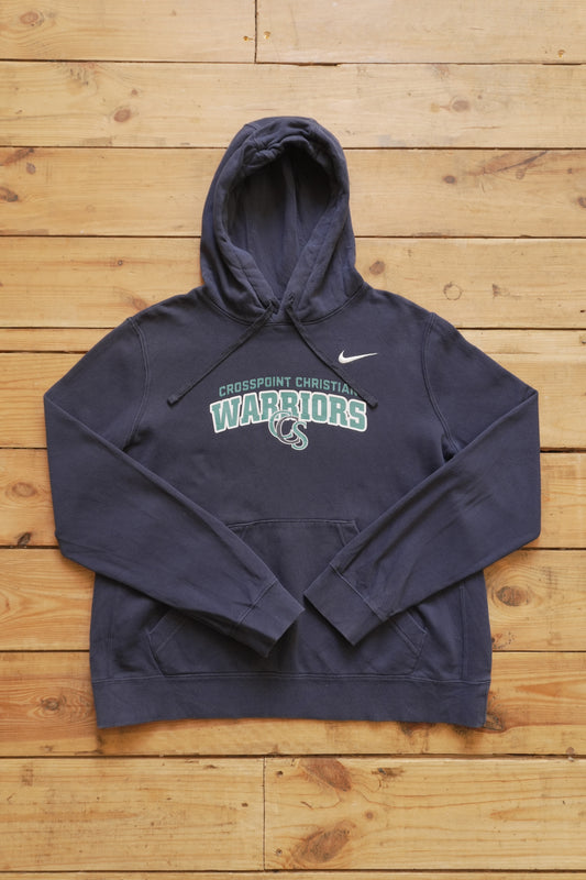 Hoodie Vintage Nike 2000's Crosspoint Christian Warriors Navy Blue Women's Medium