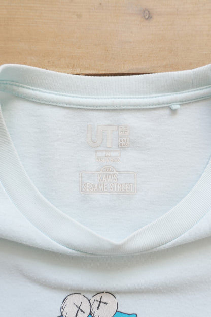 Kaws x Sesame Street x Uniqlo T-shirt Light Blue Printed Men's Medium