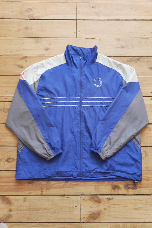 Vintage 90s Windbreaker Jacket NFL Reebok Men's Indianapolis Colts Blue White Full Zip XXL