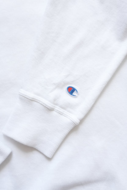 Vintage Champion Sweatshirt 90's Men White Large Dual "C" logos (Chest + Sleeve) Sportswear