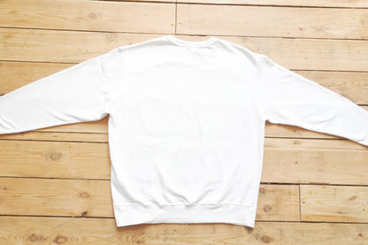 Vintage Champion Sweatshirt 90's Men White Large Dual "C" logos (Chest + Sleeve) Sportswear