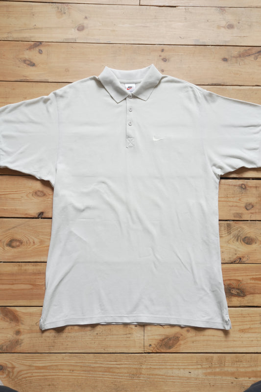 Nike Polo Shirt Cream Men's Medium Short Sleeve T-shirt Collared