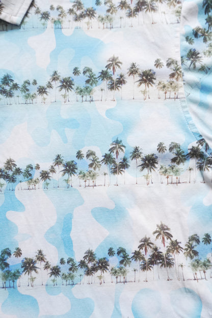 Polo Shirt Bugatchi Vintage Y2K Palm Tree Print Short Sleeve Men's XL Top Summer