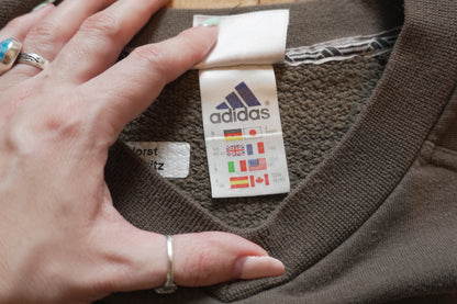 Adidas Sweatshirt Olive Khaki Green Grey Arm Stipe Men's XL Long Sleeve V-neck