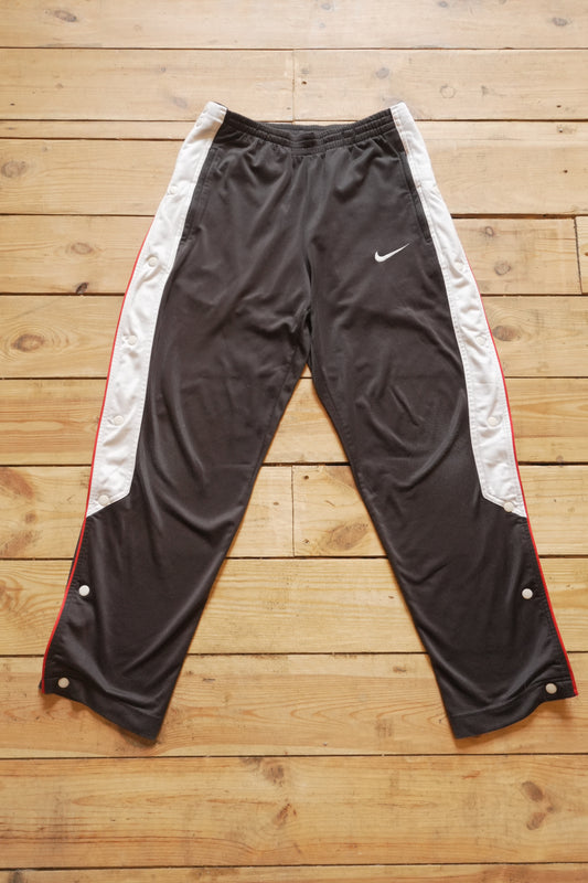 Nike Popper Tracksuit Bottoms Snap Button Studs XS Black White Red Trousers