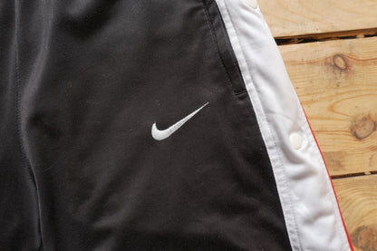 Nike Popper Tracksuit Bottoms Snap Button Studs XS Black White Red Trousers