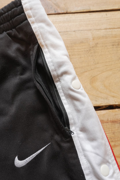 Nike Popper Tracksuit Bottoms Snap Button Studs XS Black White Red Trousers