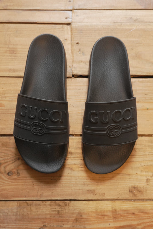 Gucci Sliders Black Slides Size 12 Summer Holiday Beach Pool Shoes