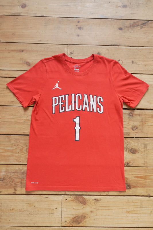 Nike Jordan T-shirt Dri-FIT Pelicans Zion Williamson Red Kid's Large Ages 14-16