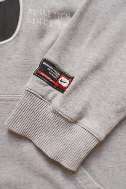 Vintage Nike Hoodie Grey Black Swoosh Patch on Chest Men's Medium