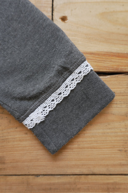 Vintage Nautica Cropped Hoodie Grey Orange White Lace Trim XL Rework Up-cycled