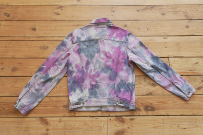Vintage Levi's Denim Jacket Tie Dye Purple Medium Oversized Festival Rave