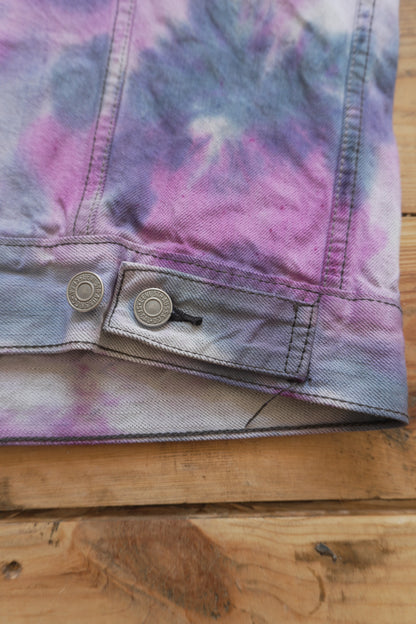 Vintage Levi's Denim Jacket Tie Dye Purple Medium Oversized Festival Rave