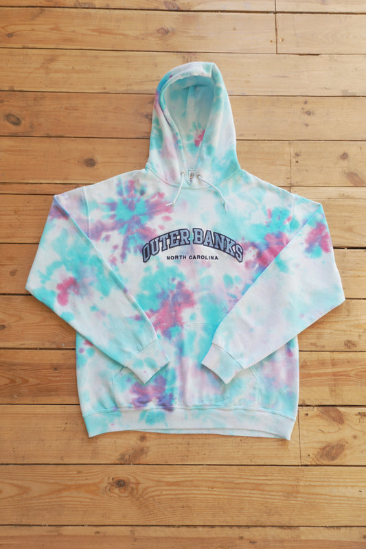 Outer Banks Hoodie Tie Dye Pink Turquoise Netflix TV Show Jerzees Men's Large