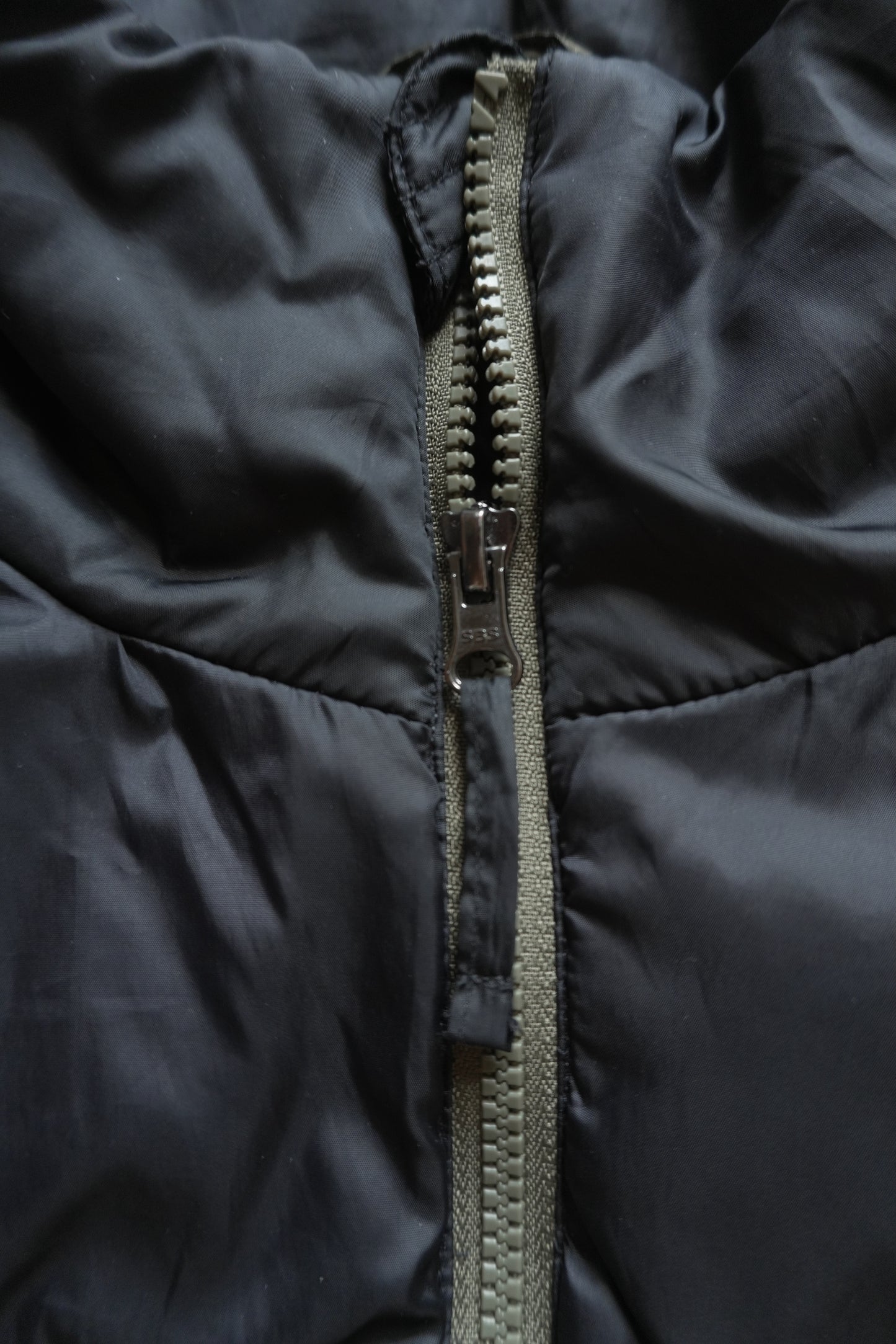 Kappa Puffer Jacket 90's VIntage Coat Khaki Green Black Men's Medium Turtleneck Full Zip White Logo