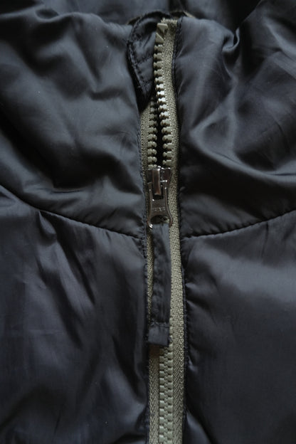 Kappa Puffer Jacket 90's VIntage Coat Khaki Green Black Men's Medium Turtleneck Full Zip White Logo