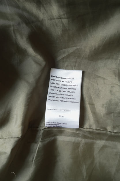 Kappa Puffer Jacket 90's VIntage Coat Khaki Green Black Men's Medium Turtleneck Full Zip White Logo