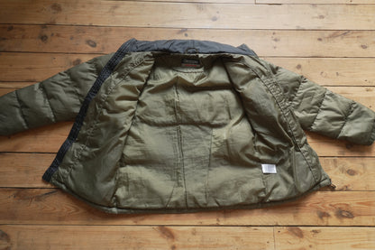 Kappa Puffer Jacket 90's VIntage Coat Khaki Green Black Men's Medium Turtleneck Full Zip White Logo