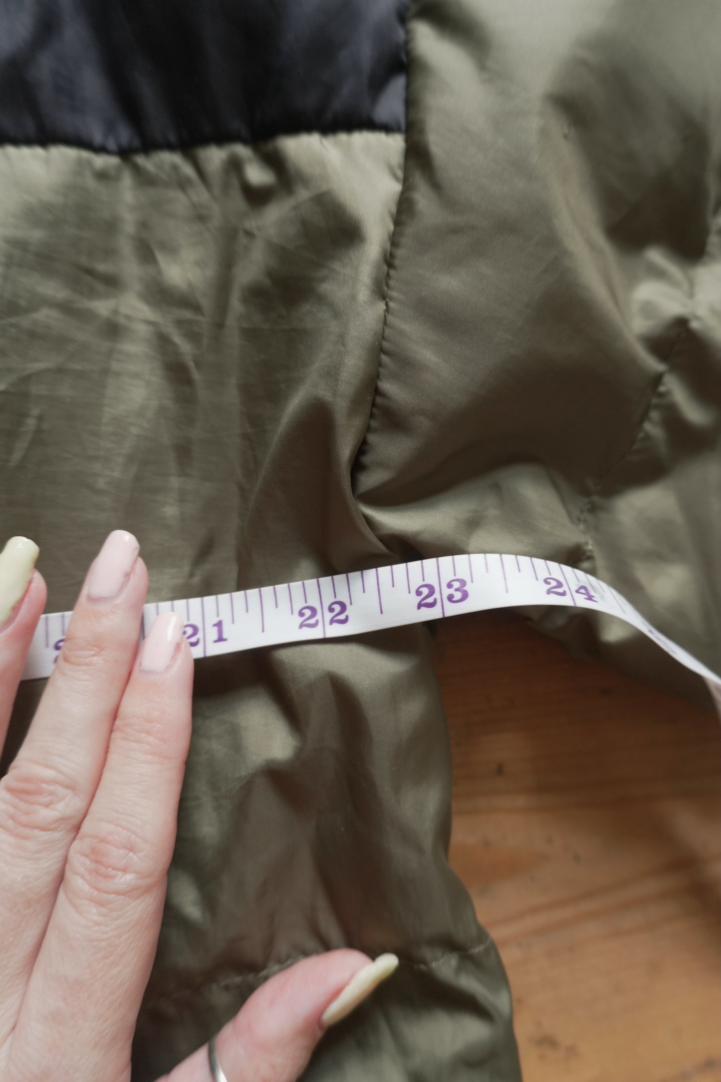 Kappa Puffer Jacket 90's VIntage Coat Khaki Green Black Men's Medium Turtleneck Full Zip White Logo