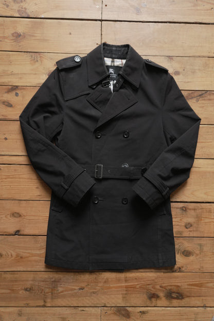 Burberry Black Trench Coat Vintage Black Label Rare Men's Small