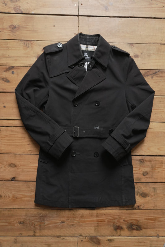 Burberry Black Trench Coat Vintage Black Label Rare Men's Small