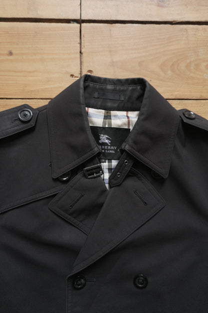 Burberry Black Trench Coat Vintage Black Label Rare Men's Small