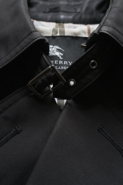Burberry Black Trench Coat Vintage Black Label Rare Men's Small