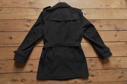 Burberry Black Trench Coat Vintage Black Label Rare Men's Small