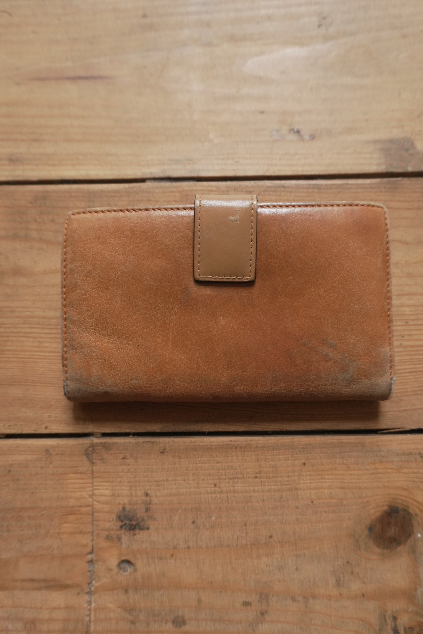 Dior Wallet Vintage Brown Leather Tan Calfskin Purse Gold Buckle Y2K Saddle