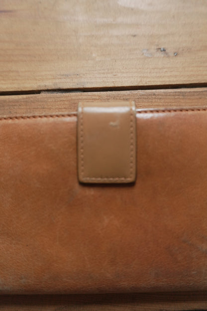 Dior Wallet Vintage Brown Leather Tan Calfskin Purse Gold Buckle Y2K Saddle