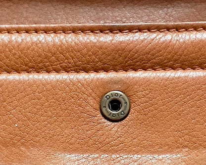 Dior Wallet Vintage Brown Leather Tan Calfskin Purse Gold Buckle Y2K Saddle
