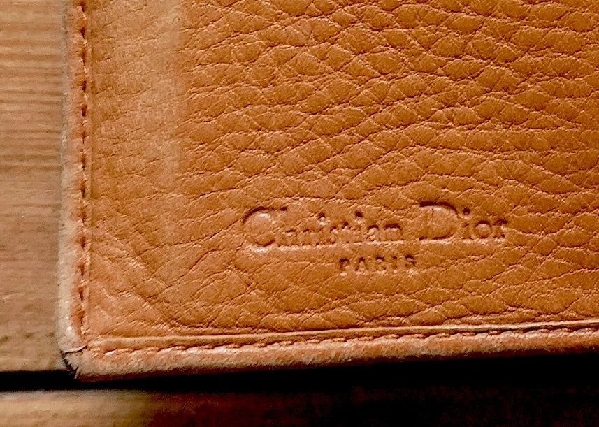 Dior Wallet Vintage Brown Leather Tan Calfskin Purse Gold Buckle Y2K Saddle