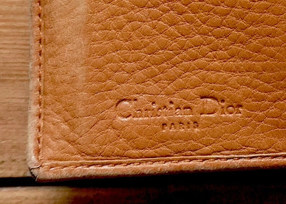Dior Wallet Vintage Brown Leather Tan Calfskin Purse Gold Buckle Y2K Saddle