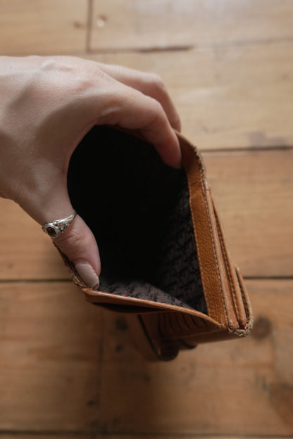 Dior Wallet Vintage Brown Leather Tan Calfskin Purse Gold Buckle Y2K Saddle