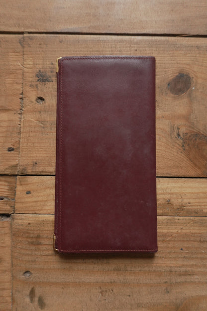Cartier Leather Wallet Vintage Burgundy Red Bi-fold Long Purse Must De Cartier