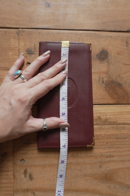Cartier Leather Wallet Vintage Burgundy Red Bi-fold Long Purse Must De Cartier