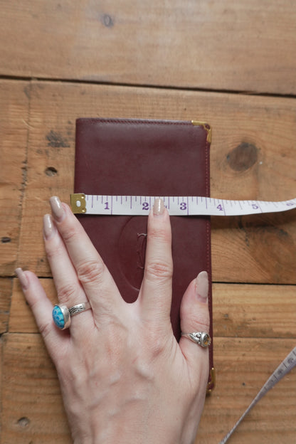 Cartier Leather Wallet Vintage Burgundy Red Bi-fold Long Purse Must De Cartier