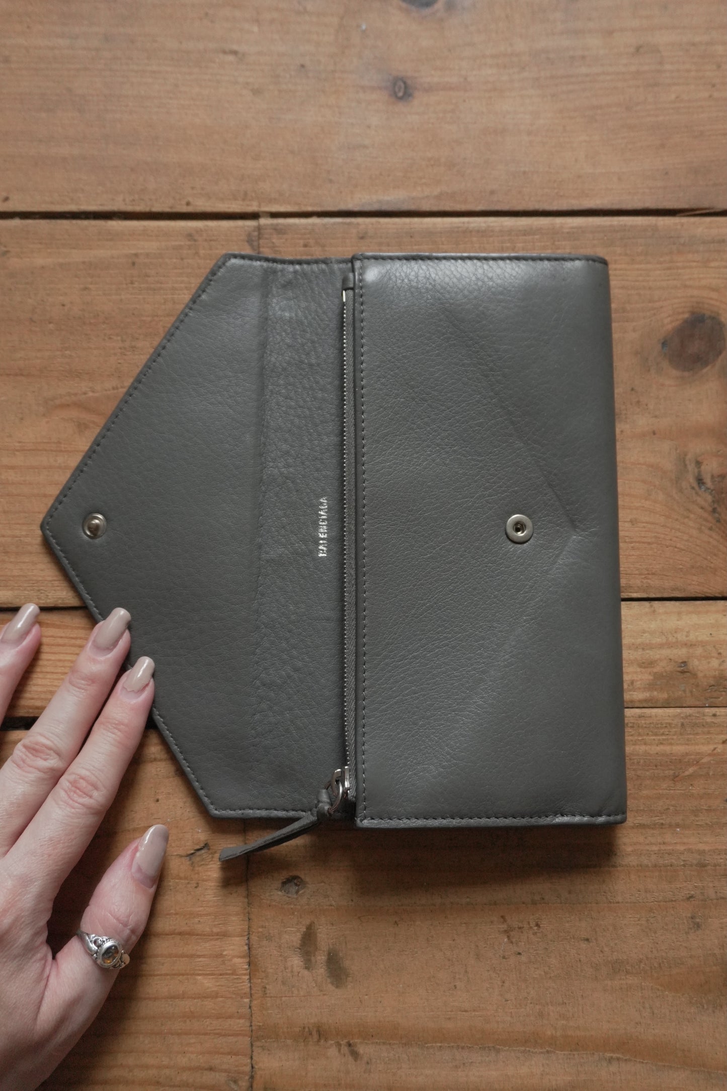 Balenciaga Grey Wallet Long Purse Women's