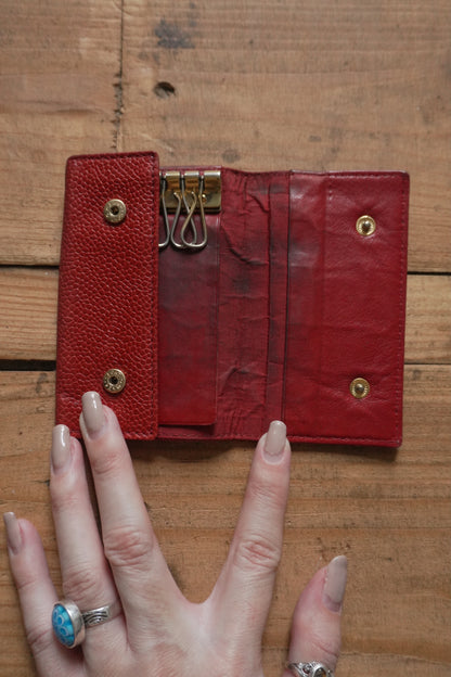 Chanel Leather Key Case Caviar Red Key Holder 6 Ring
