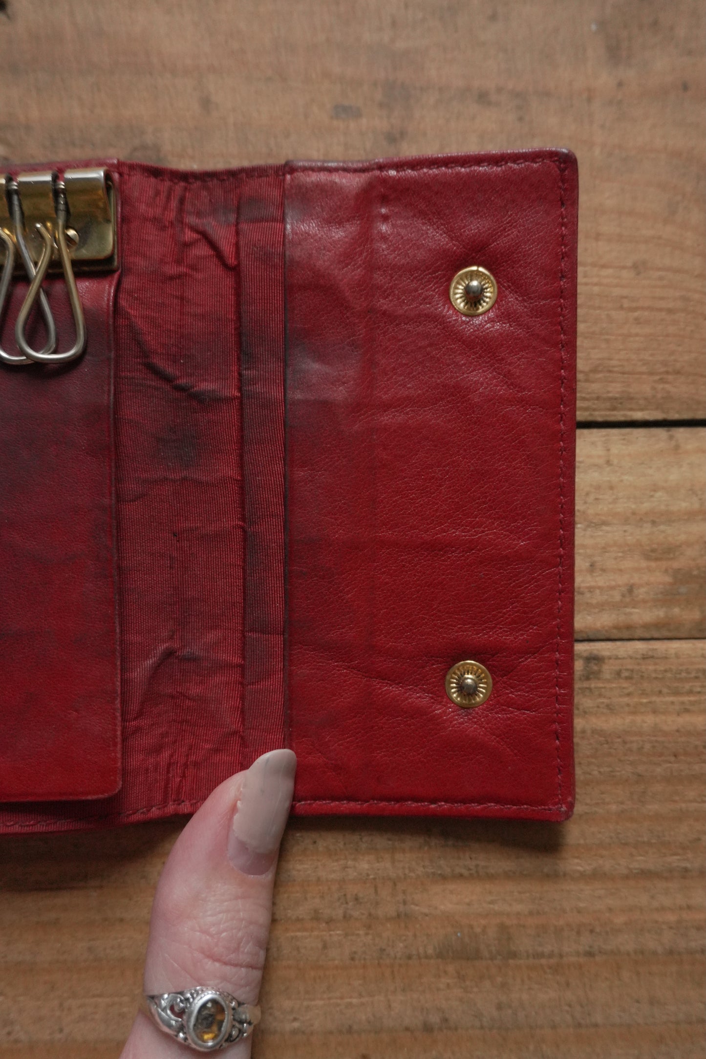 Chanel Leather Key Case Caviar Red Key Holder 6 Ring