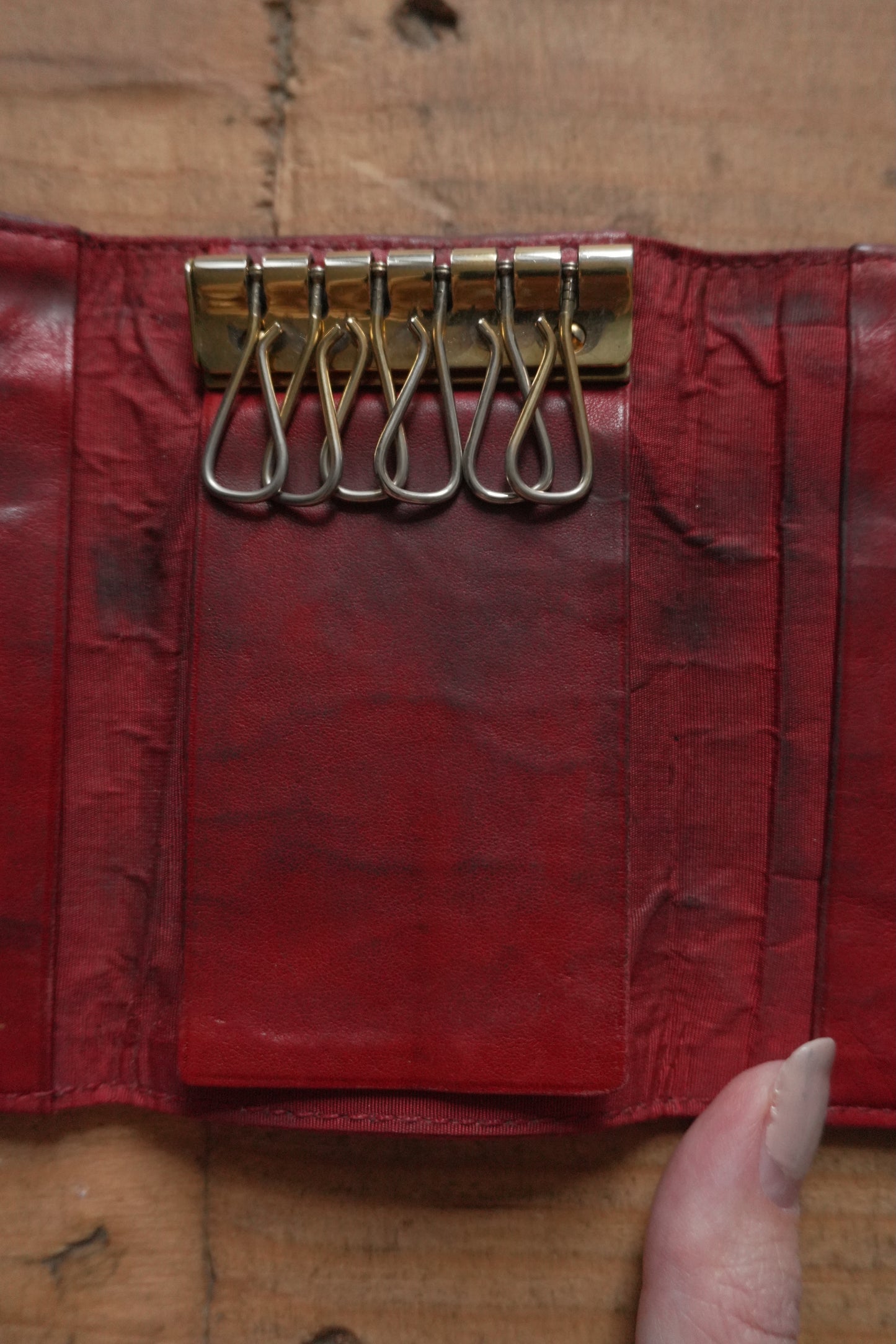 Chanel Leather Key Case Caviar Red Key Holder 6 Ring