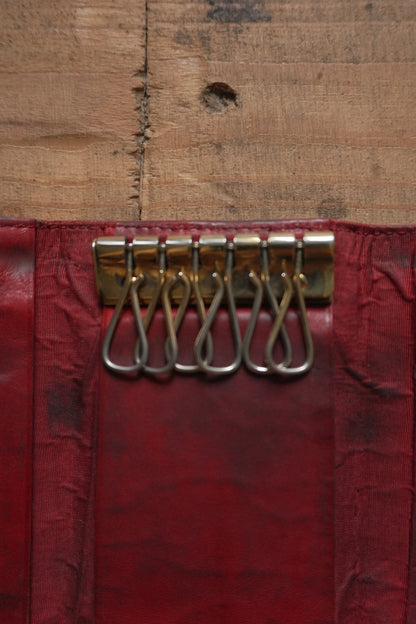 Chanel Leather Key Case Caviar Red Key Holder 6 Ring