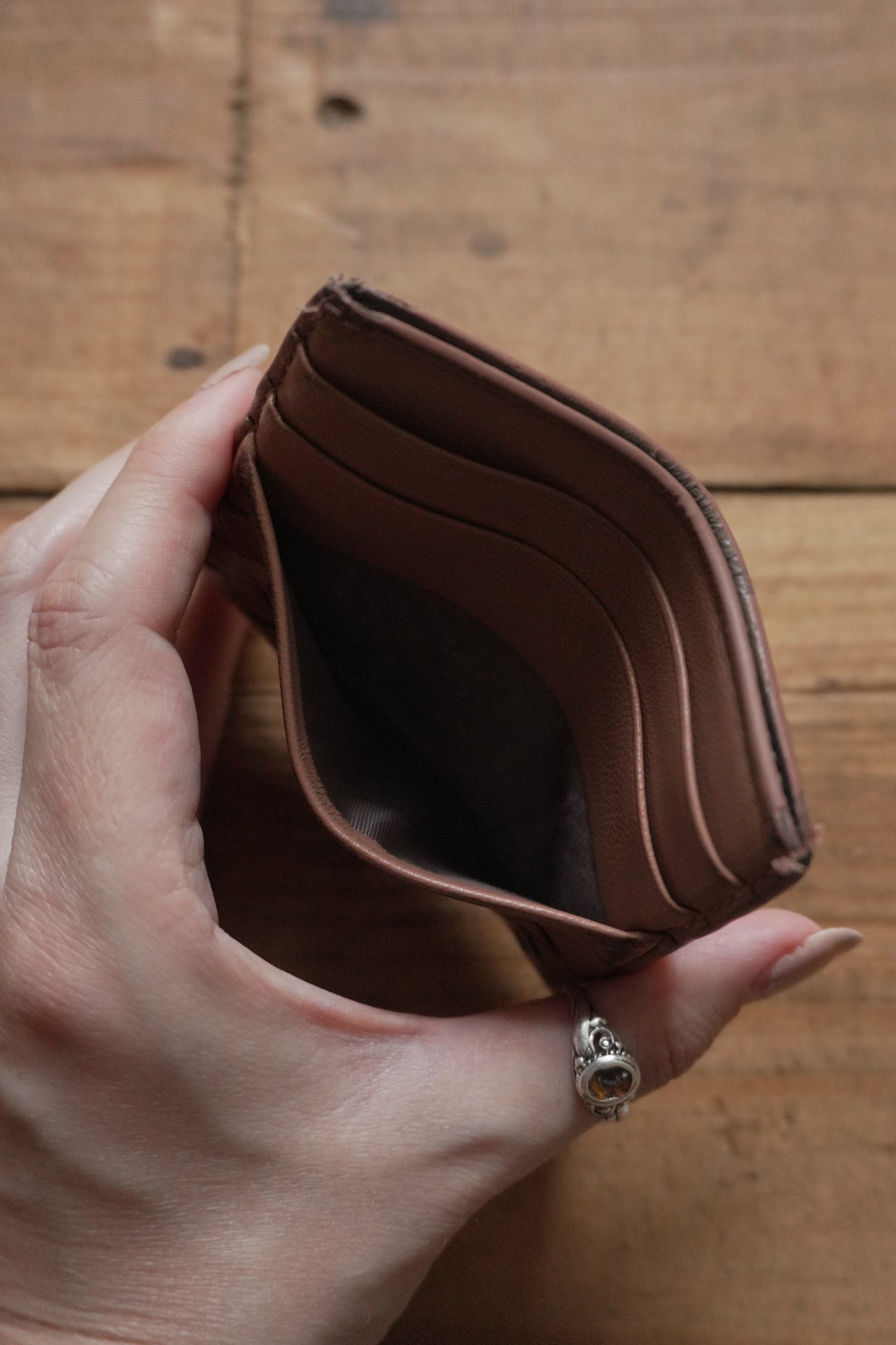 Bottega Veneta Card Holder Leather Card Case Brown Woven Intrecciato