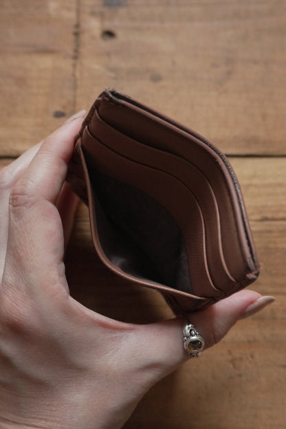 Bottega Veneta Card Holder Leather Card Case Brown Woven Intrecciato