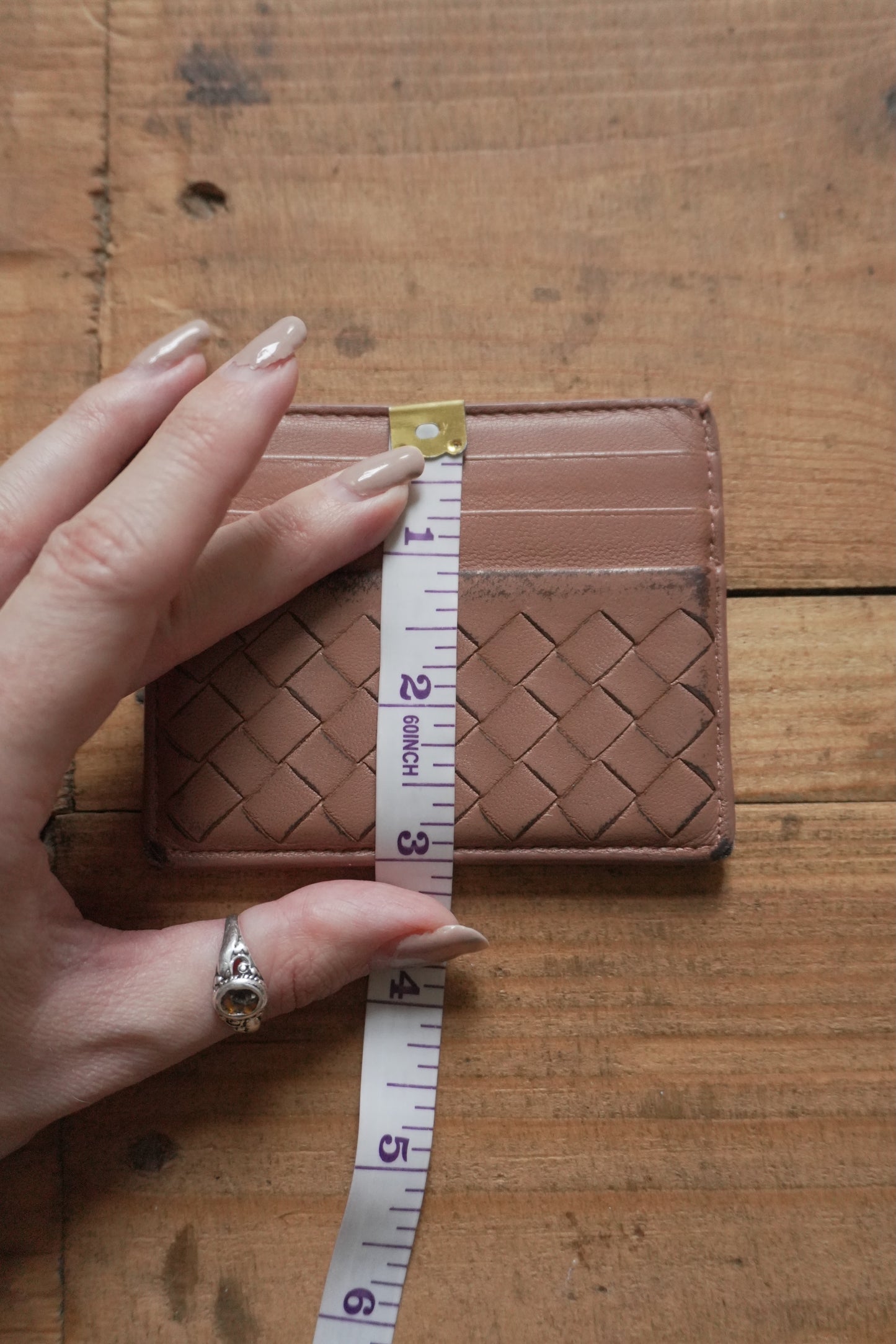 Bottega Veneta Card Holder Leather Card Case Brown Woven Intrecciato