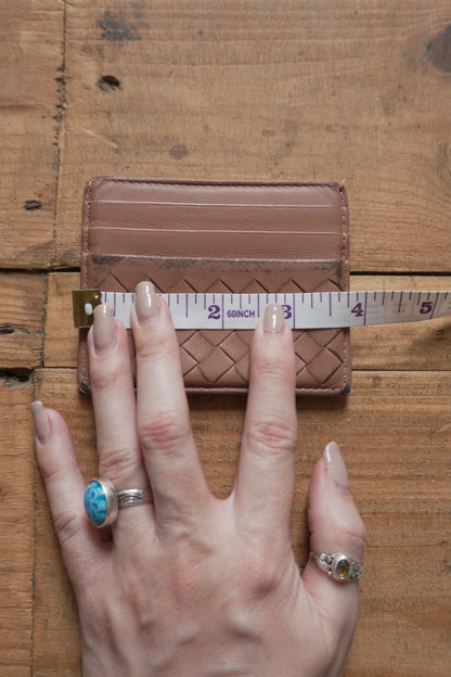 Bottega Veneta Card Holder Leather Card Case Brown Woven Intrecciato