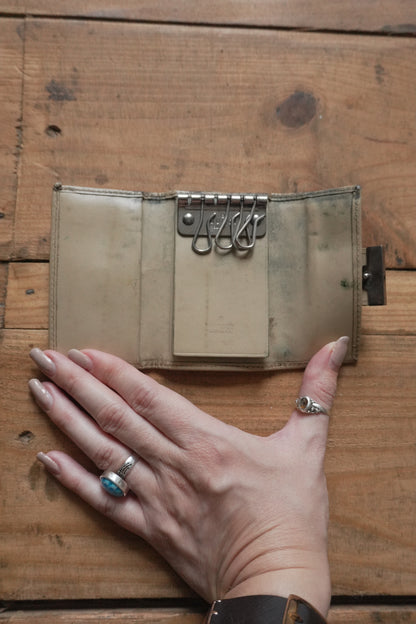 Gucci Key Holder Light Brown Leather Canvas Beige Key Case