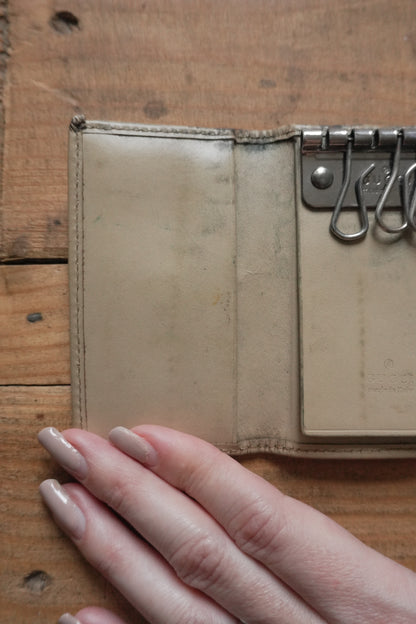 Gucci Key Holder Light Brown Leather Canvas Beige Key Case