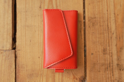 Vintage Key Case Red Leather Key Holder Silver Hardware with Key Hooks