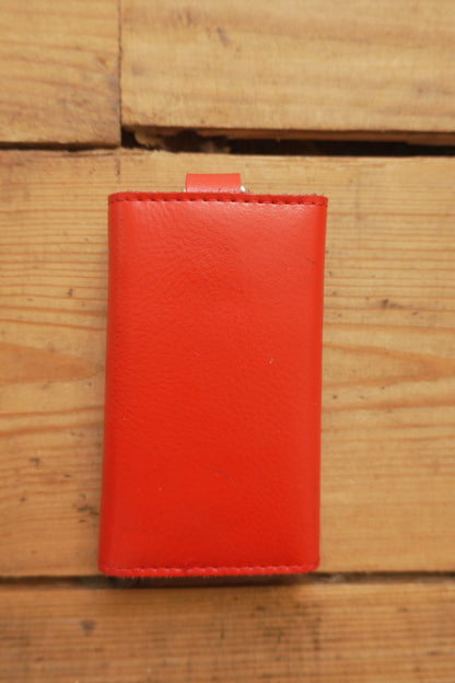 Vintage Key Case Red Leather Key Holder Silver Hardware with Key Hooks